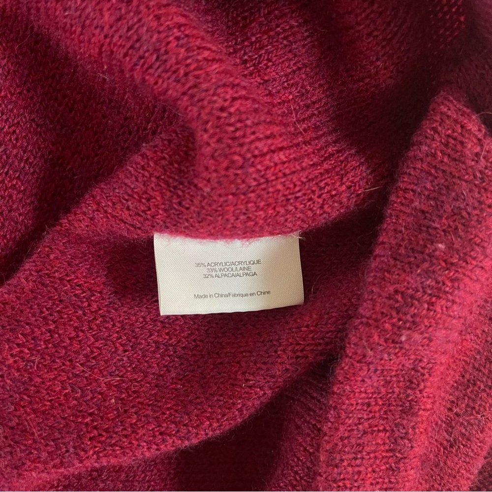 Tory Burch Maroon Sweater Leather Wool Alpaca Large L - Picture 3 of 8